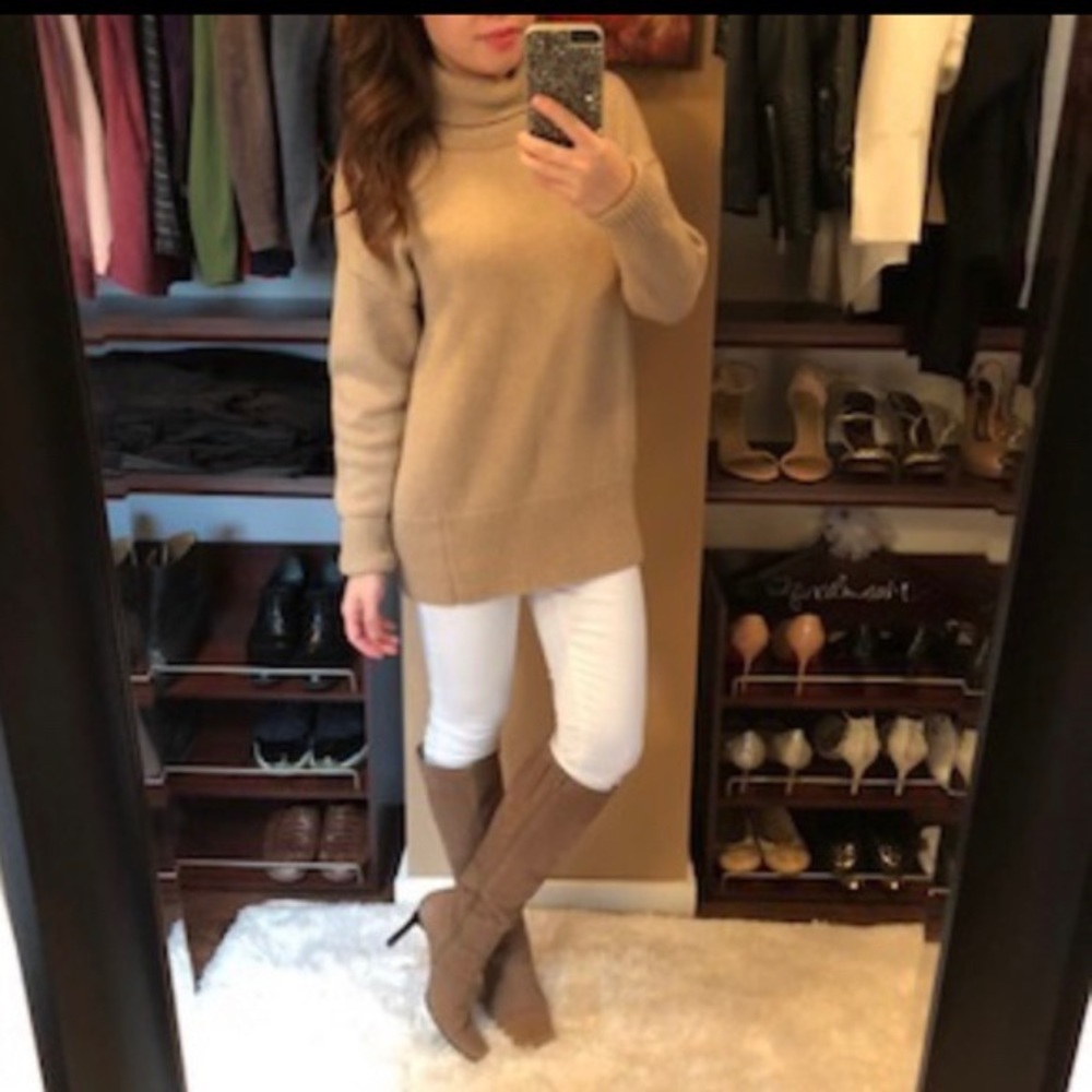 Karen Scott tan colored leather knee high boots